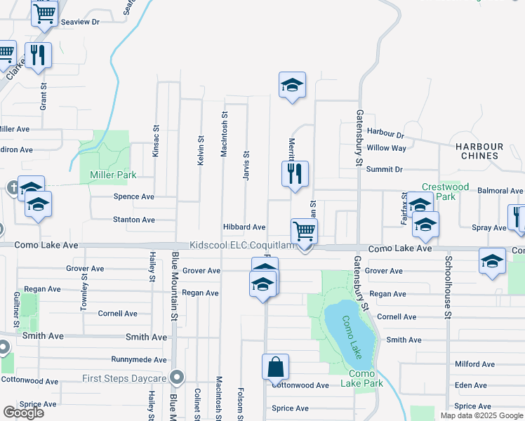 map of restaurants, bars, coffee shops, grocery stores, and more near 826 Porter Street in Coquitlam