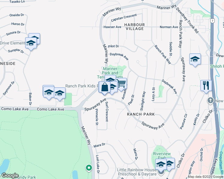map of restaurants, bars, coffee shops, grocery stores, and more near 2701 Spuraway Avenue in Coquitlam