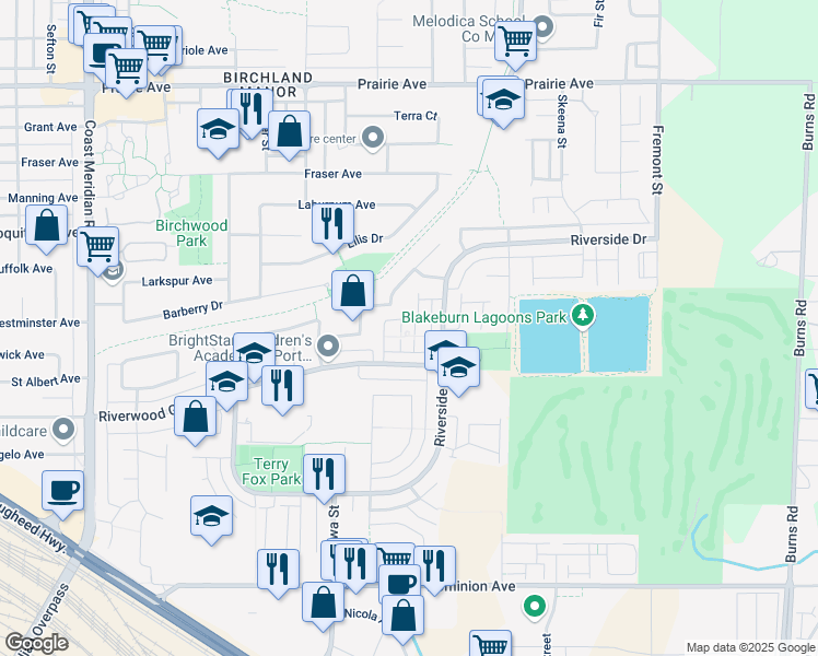 map of restaurants, bars, coffee shops, grocery stores, and more near in Port Coquitlam