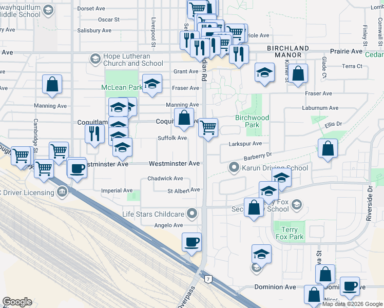 map of restaurants, bars, coffee shops, grocery stores, and more near 2930 Sefton Street in Port Coquitlam