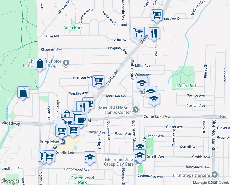 map of restaurants, bars, coffee shops, grocery stores, and more near 712 Anskar Court in Coquitlam