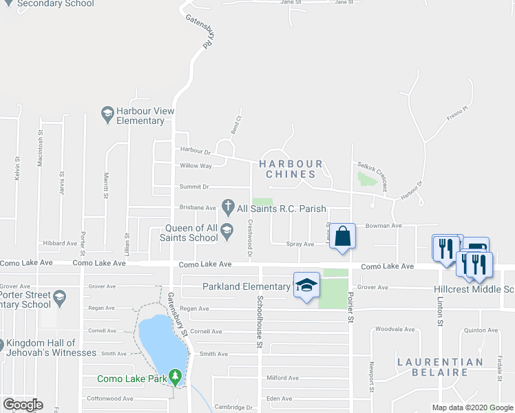 map of restaurants, bars, coffee shops, grocery stores, and more near 907 Crestwood Drive in Coquitlam