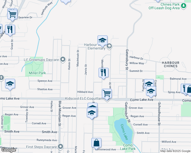 map of restaurants, bars, coffee shops, grocery stores, and more near 881 Porter Street in Coquitlam