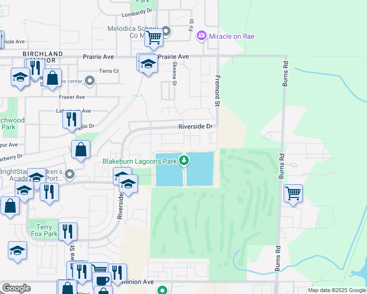 map of restaurants, bars, coffee shops, grocery stores, and more near 758 Riverside Drive in Port Coquitlam