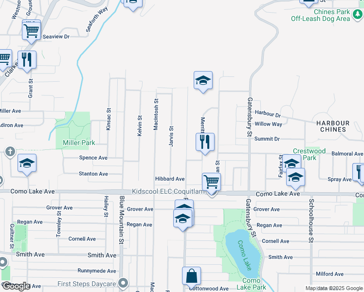 map of restaurants, bars, coffee shops, grocery stores, and more near 900 Porter Street in Coquitlam