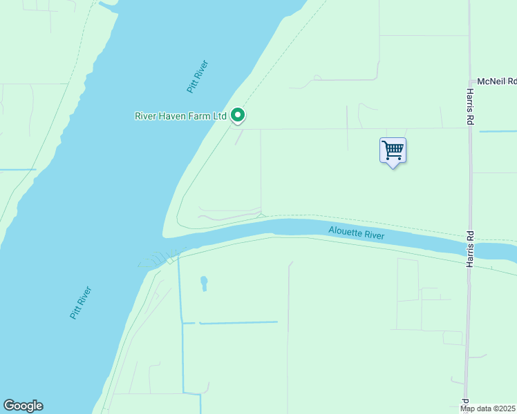 map of restaurants, bars, coffee shops, grocery stores, and more near 14531 Charlier Road in Pitt Meadows