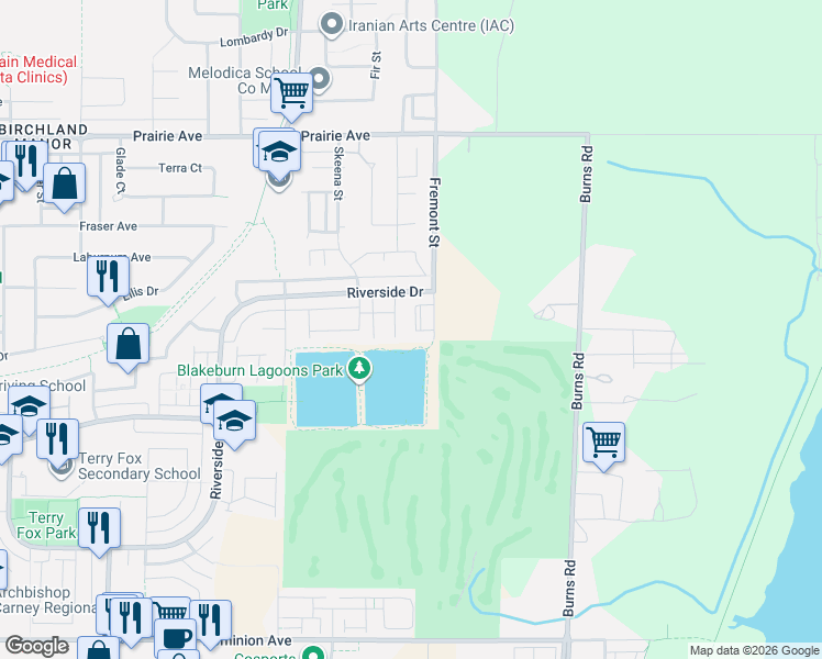 map of restaurants, bars, coffee shops, grocery stores, and more near 2927 Fremont Street in Port Coquitlam