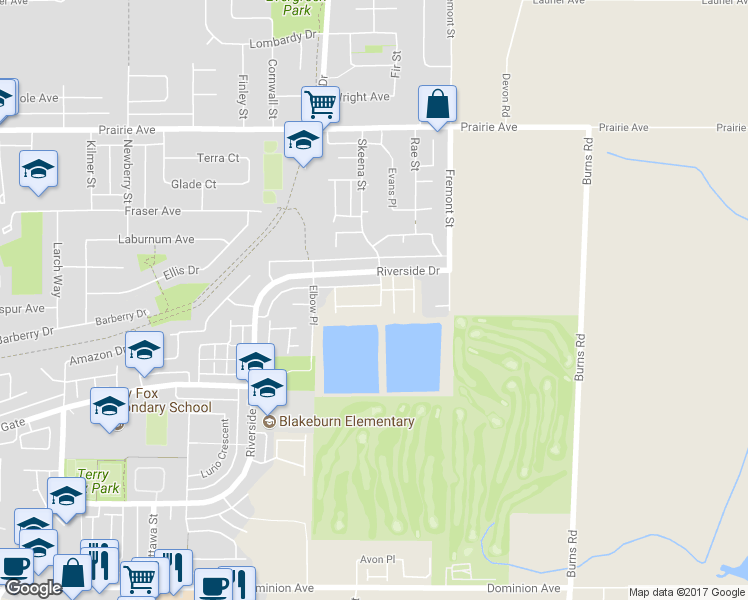 map of restaurants, bars, coffee shops, grocery stores, and more near 758 Riverside Drive in Port Coquitlam