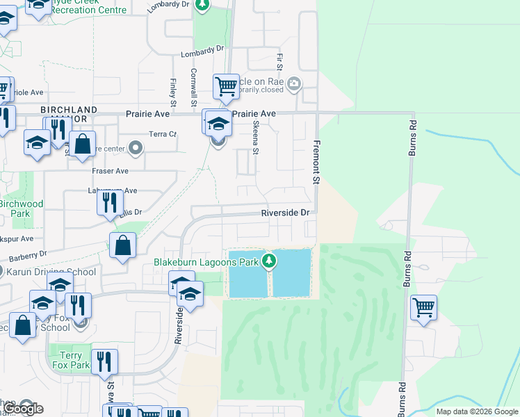 map of restaurants, bars, coffee shops, grocery stores, and more near 817 Riverside Drive in Port Coquitlam