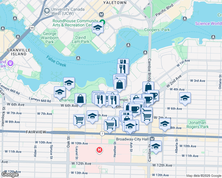 map of restaurants, bars, coffee shops, grocery stores, and more near 774 Millbank in Vancouver
