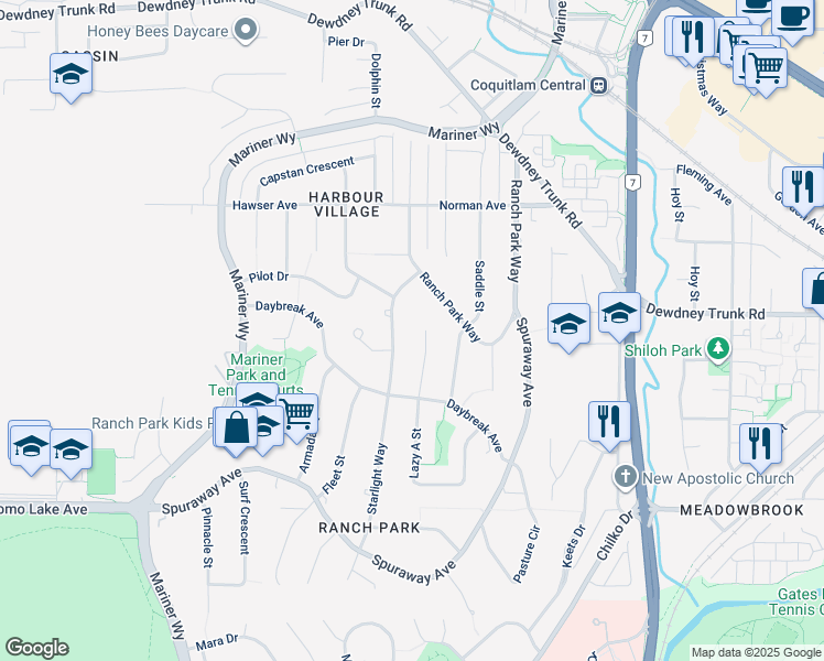 map of restaurants, bars, coffee shops, grocery stores, and more near 3088 Lazy a Street in Coquitlam