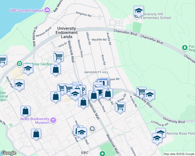 map of restaurants, bars, coffee shops, grocery stores, and more near in Vancouver