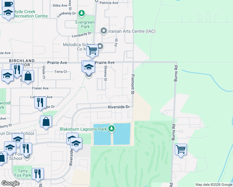 map of restaurants, bars, coffee shops, grocery stores, and more near 715 Evans Place in Port Coquitlam