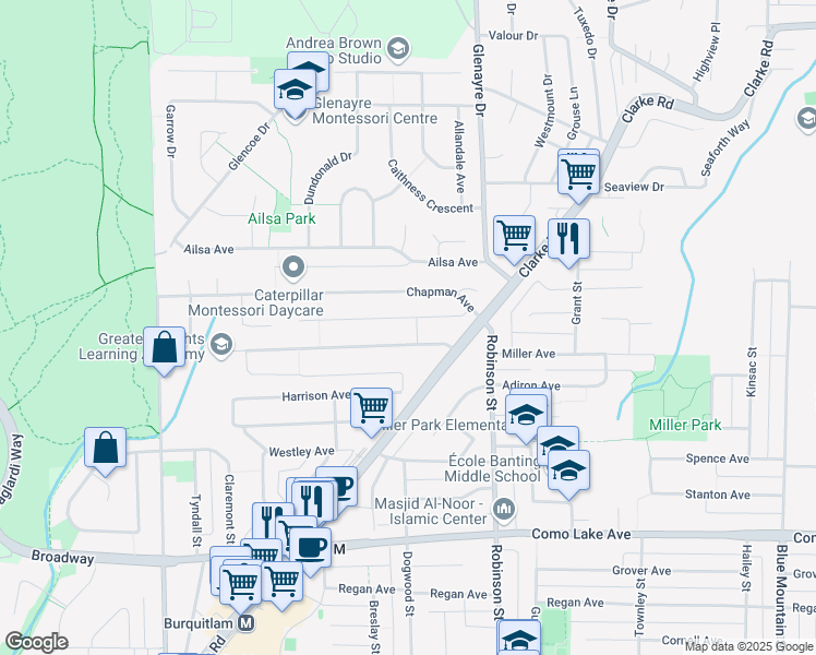 map of restaurants, bars, coffee shops, grocery stores, and more near 1000 Bowron Court in North Vancouver