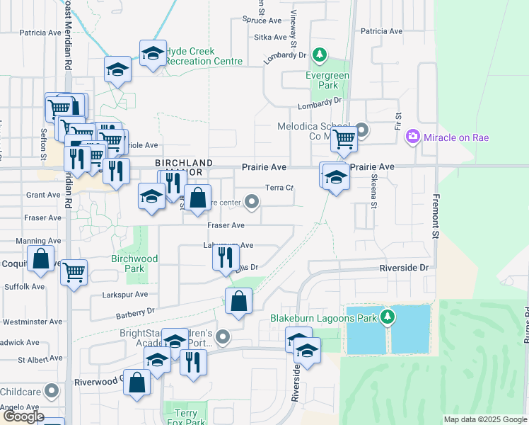 map of restaurants, bars, coffee shops, grocery stores, and more near 1096 Glade Court in Port Coquitlam