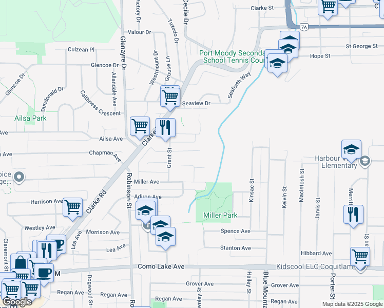 map of restaurants, bars, coffee shops, grocery stores, and more near 820 Catherine Avenue in Coquitlam