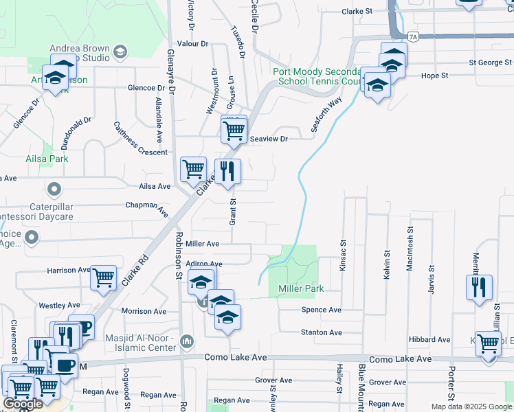 map of restaurants, bars, coffee shops, grocery stores, and more near 816 Catherine Avenue in Coquitlam