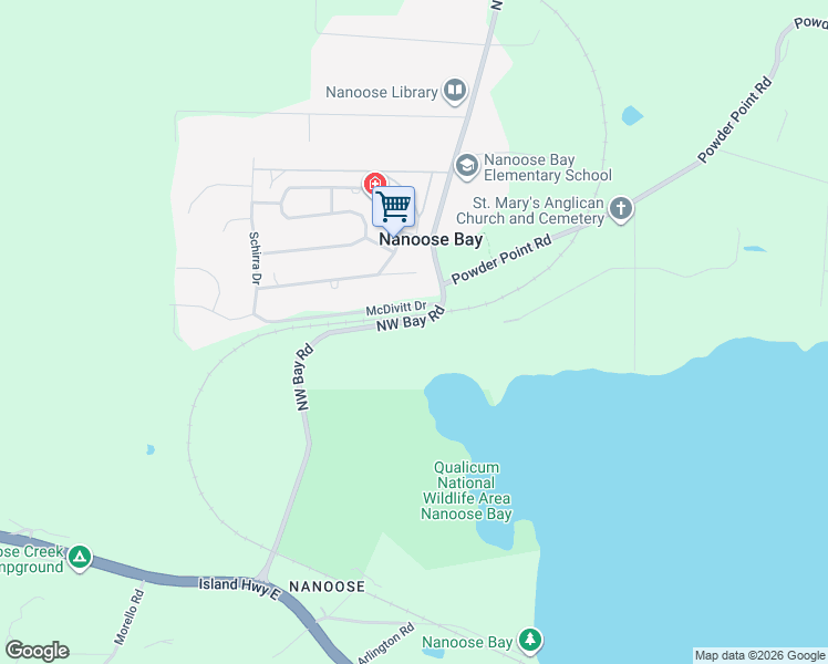map of restaurants, bars, coffee shops, grocery stores, and more near 2455 McDivitt Drive in Nanoose Bay
