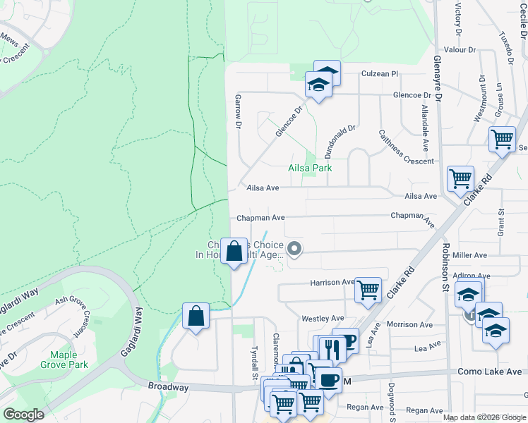 map of restaurants, bars, coffee shops, grocery stores, and more near 551 Chapman Avenue in Coquitlam
