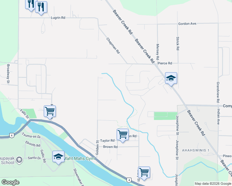 map of restaurants, bars, coffee shops, grocery stores, and more near 5801 Compton Road in Port Alberni