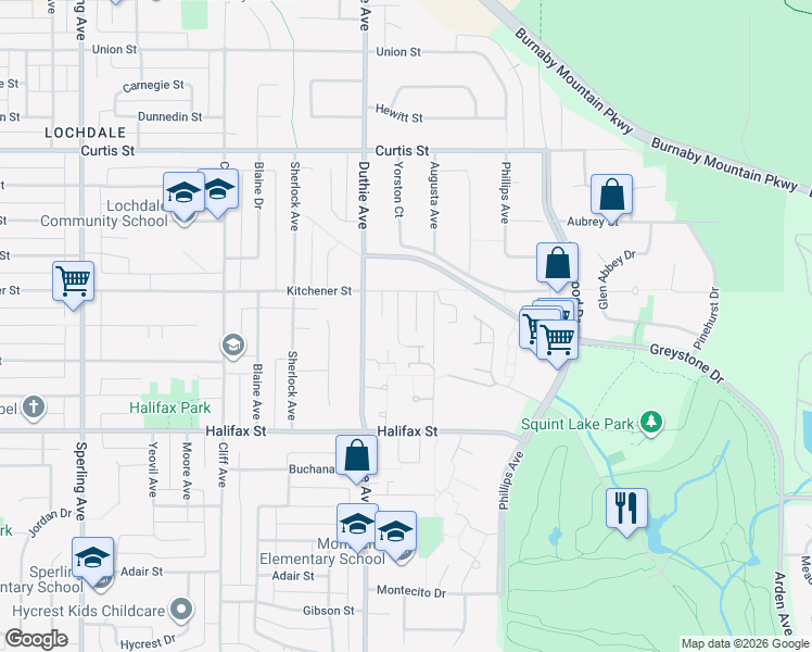 map of restaurants, bars, coffee shops, grocery stores, and more near 1518 Hatton Avenue in Burnaby