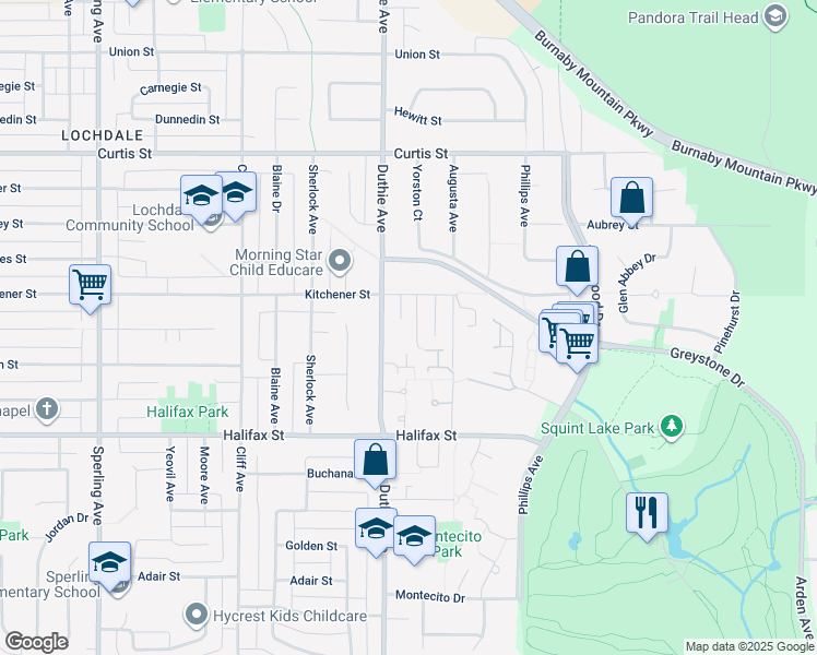 map of restaurants, bars, coffee shops, grocery stores, and more near 1479 Hatton Avenue in Burnaby
