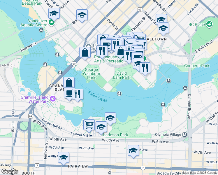 map of restaurants, bars, coffee shops, grocery stores, and more near 1560 Homer Mews in Vancouver