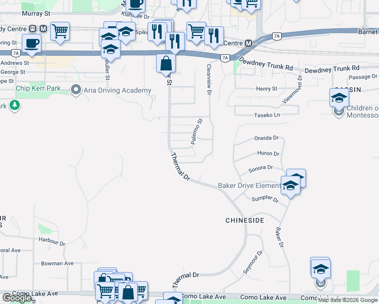 map of restaurants, bars, coffee shops, grocery stores, and more near 2206 Pinecrest Avenue in Coquitlam