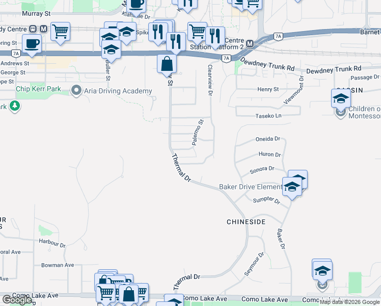 map of restaurants, bars, coffee shops, grocery stores, and more near 2206 Pinecrest Avenue in Coquitlam