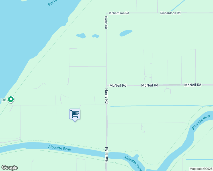 map of restaurants, bars, coffee shops, grocery stores, and more near Harris Rd & McNeil Rd in Pitt Meadows