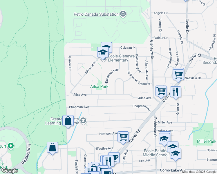 map of restaurants, bars, coffee shops, grocery stores, and more near 838 Dundonald Drive in Port Moody