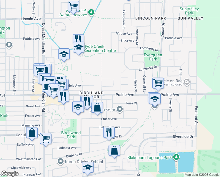 map of restaurants, bars, coffee shops, grocery stores, and more near 1130 Blue Heron Crescent in Port Coquitlam