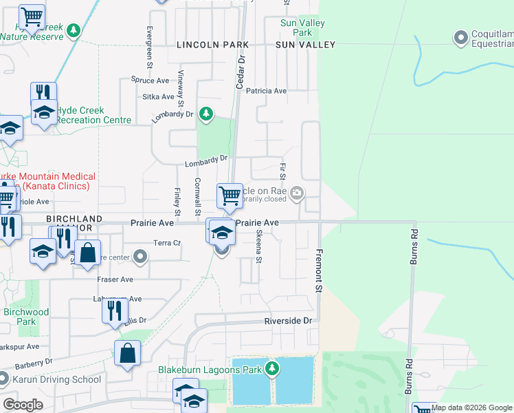 map of restaurants, bars, coffee shops, grocery stores, and more near 846 Wright Avenue in Port Coquitlam