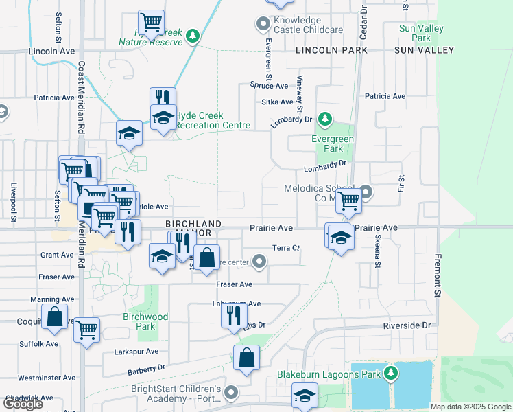 map of restaurants, bars, coffee shops, grocery stores, and more near 3271 Norfolk Street in Port Coquitlam