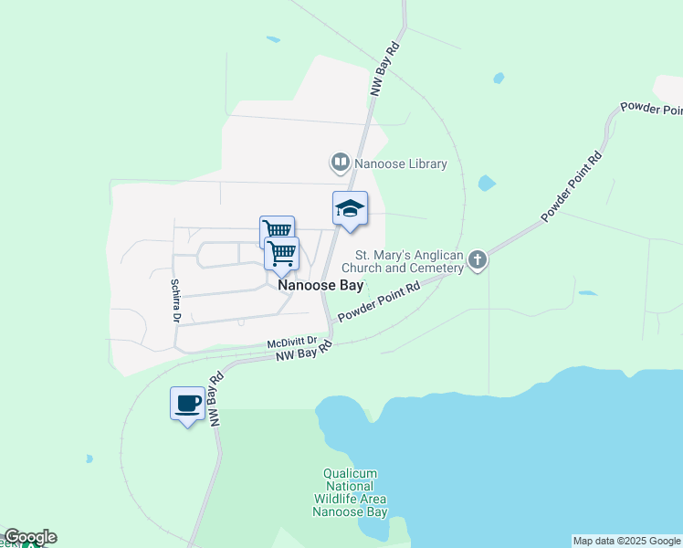 map of restaurants, bars, coffee shops, grocery stores, and more near 2925 Northwest Bay Road in Nanoose Bay