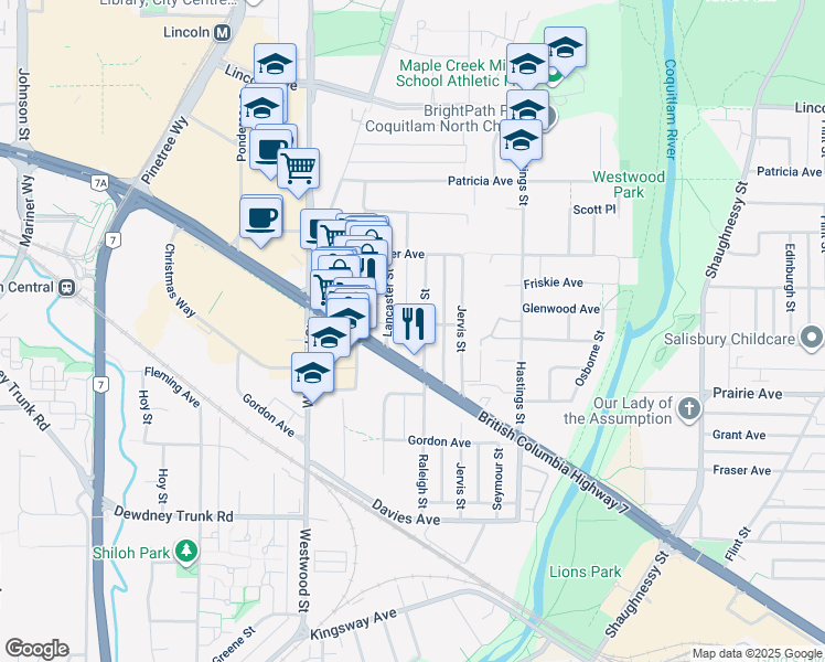 map of restaurants, bars, coffee shops, grocery stores, and more near in Port Coquitlam