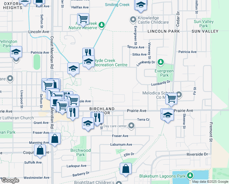 map of restaurants, bars, coffee shops, grocery stores, and more near 3320 Newberry Street in Port Coquitlam