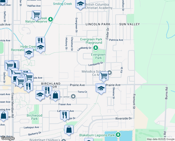 map of restaurants, bars, coffee shops, grocery stores, and more near 3346 Finley Street in Port Coquitlam