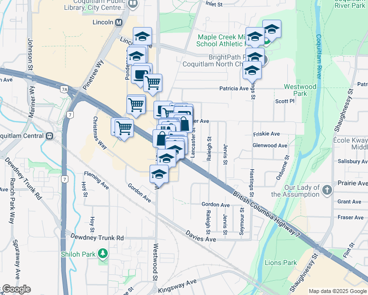 map of restaurants, bars, coffee shops, grocery stores, and more near 2755 Lougheed Highway in Port Coquitlam