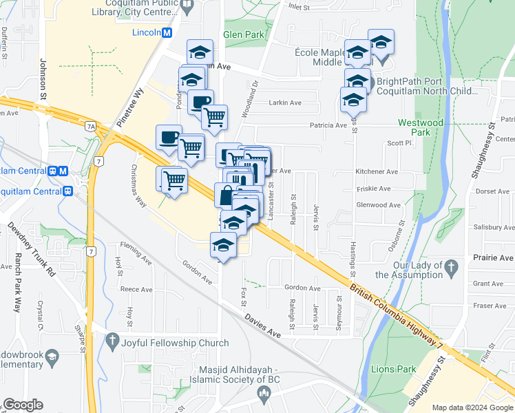 map of restaurants, bars, coffee shops, grocery stores, and more near 2755 Lougheed Highway in Port Coquitlam