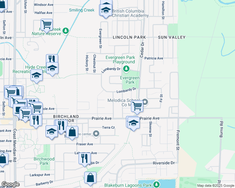 map of restaurants, bars, coffee shops, grocery stores, and more near 1131 Lombardy Drive in Port Coquitlam