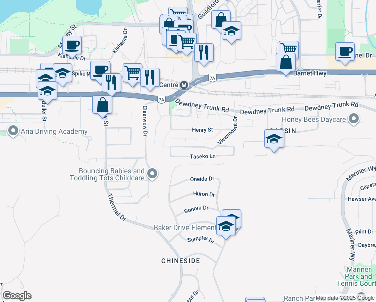 map of restaurants, bars, coffee shops, grocery stores, and more near 3321 Viewmount Drive in Port Moody