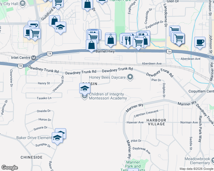 map of restaurants, bars, coffee shops, grocery stores, and more near 1062 Spar Drive in Coquitlam
