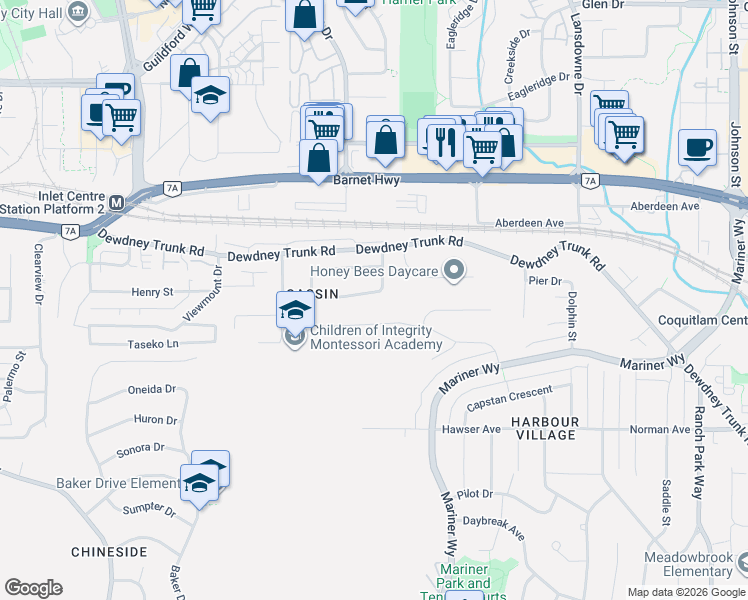 map of restaurants, bars, coffee shops, grocery stores, and more near 1062 Spar Drive in Coquitlam
