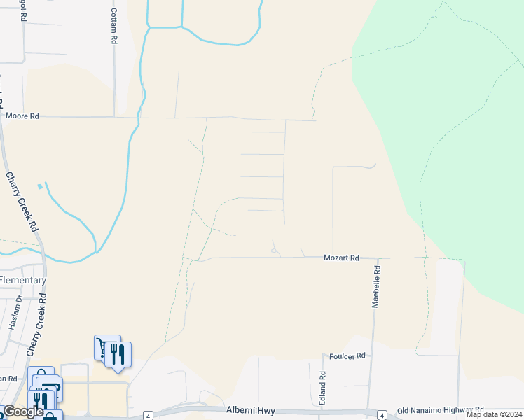 map of restaurants, bars, coffee shops, grocery stores, and more near Haggard Street in Port Alberni
