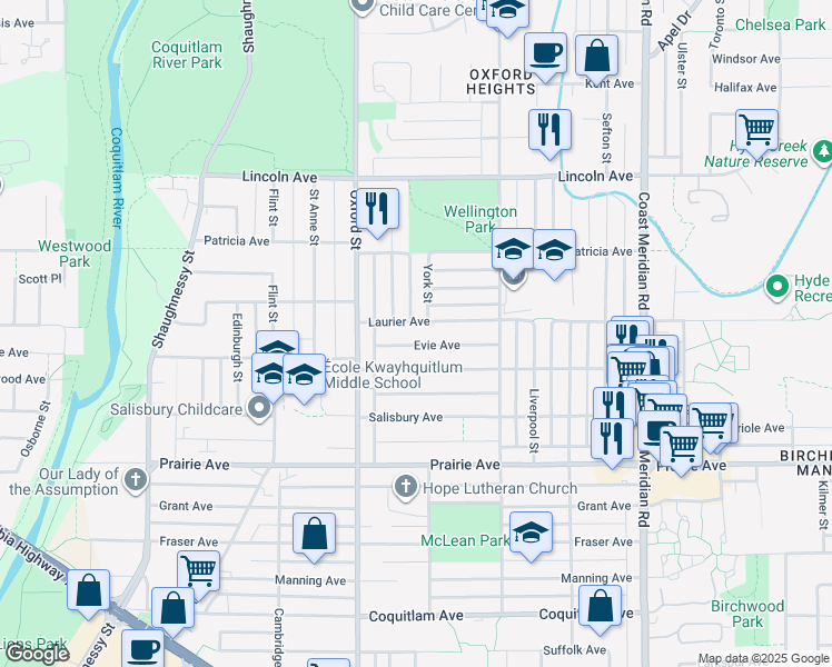 map of restaurants, bars, coffee shops, grocery stores, and more near in Port Coquitlam