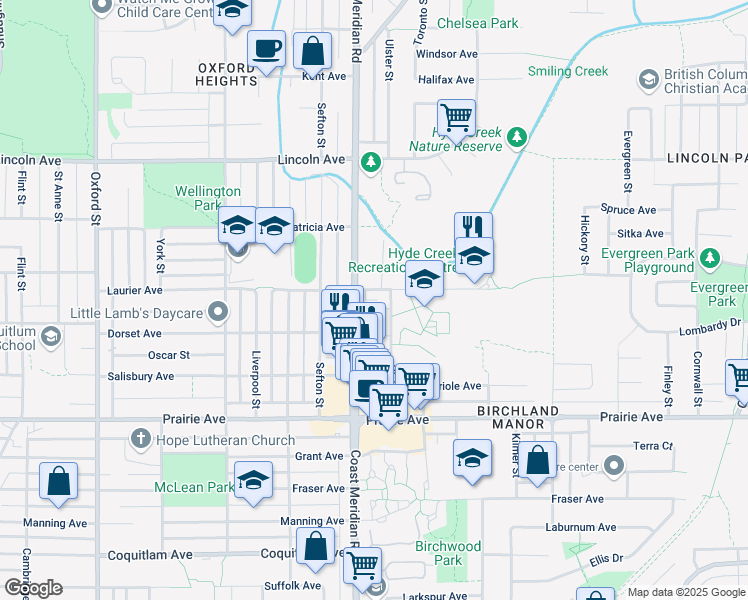 map of restaurants, bars, coffee shops, grocery stores, and more near in Port Coquitlam