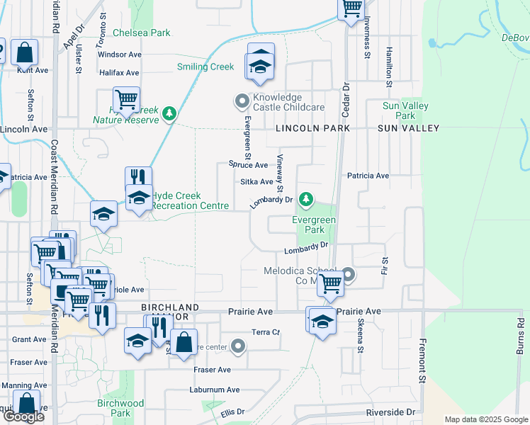 map of restaurants, bars, coffee shops, grocery stores, and more near 1047 Cornwall Drive in Port Coquitlam