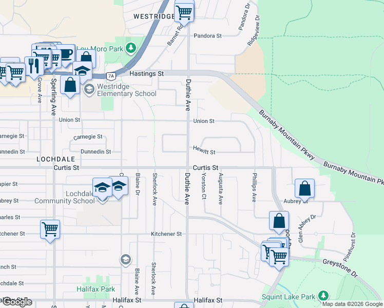 map of restaurants, bars, coffee shops, grocery stores, and more near 970 Duthie Avenue in Burnaby