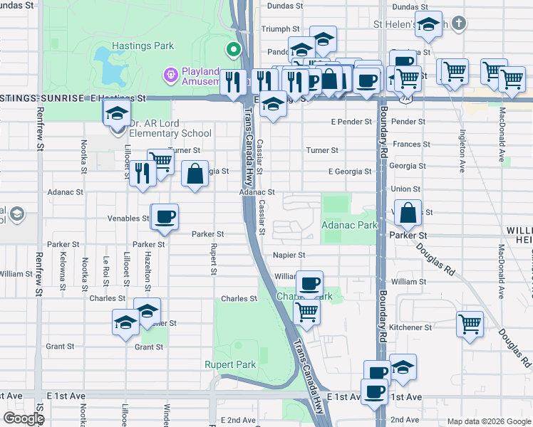 map of restaurants, bars, coffee shops, grocery stores, and more near 3436 Terra Vita Place in Vancouver